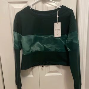 Buffbunny Cadi Crop Avo green Terry sweatshirt XXS with drawstring waist